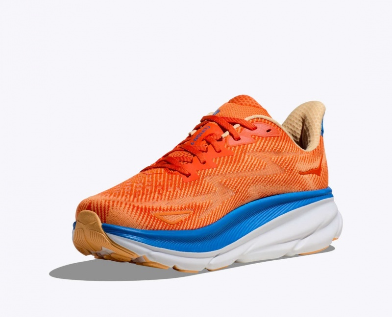 HOKA Clifton 9 Men's Running Shoes Orange / Blue | RXP034892