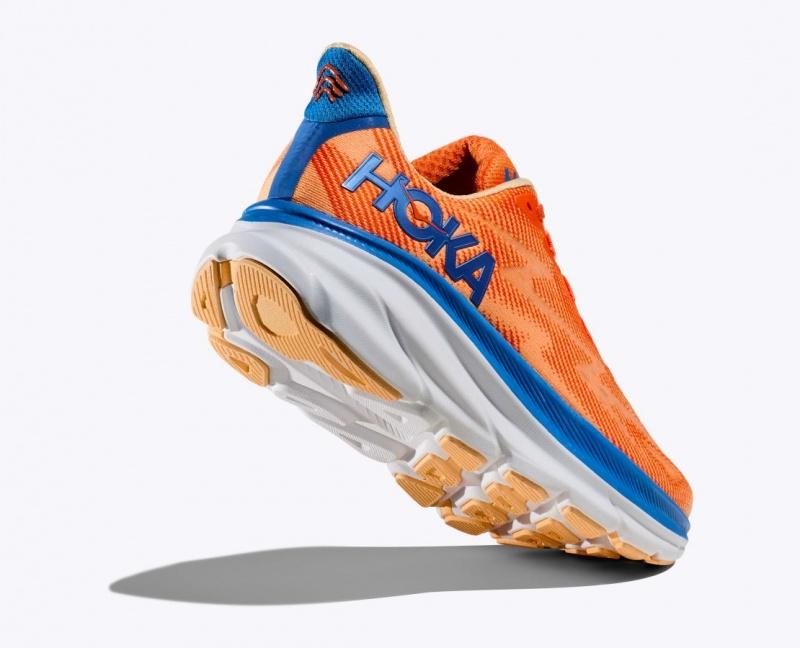 HOKA Clifton 9 Men's Running Shoes Orange / Blue | RXP034892