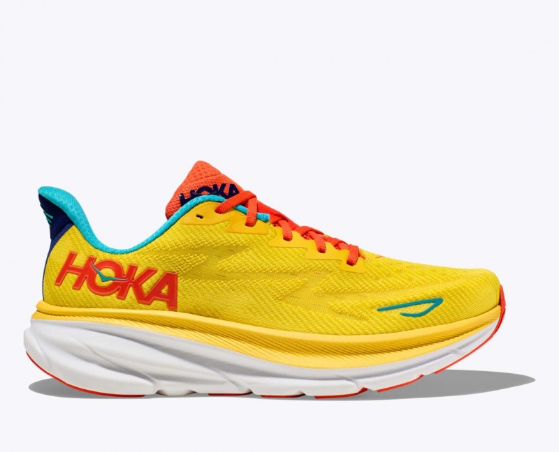 HOKA Clifton 9 Men\'s Running Shoes Yellow | YOJ342107