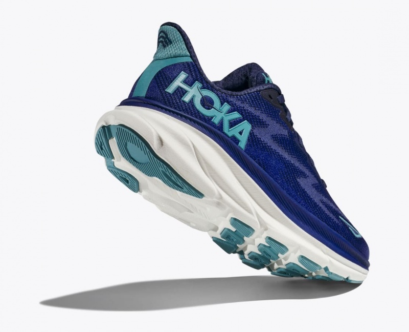 HOKA Clifton 9 Women's Running Shoes Navy / Turquoise | EZW193642