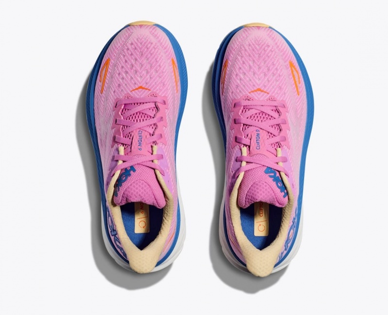 HOKA Clifton 9 Women's Running Shoes Pink / Blue | QSJ359840