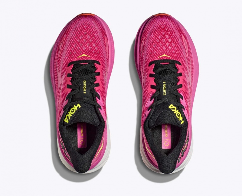 HOKA Clifton 9 Women's Running Shoes Pink / Black | GKL608379