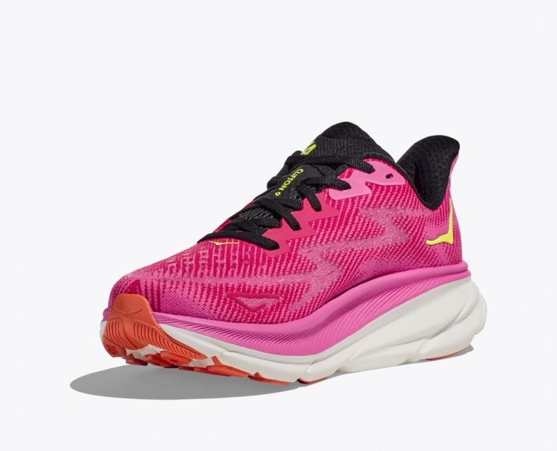 HOKA Clifton 9 Women's Running Shoes Pink / Black | GKL608379