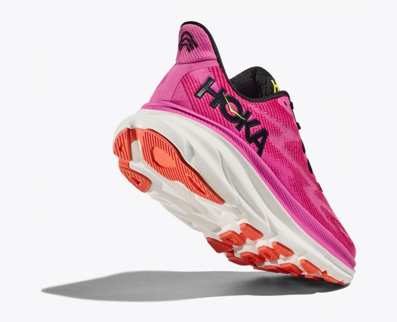 HOKA Clifton 9 Women's Running Shoes Pink / Black | GKL608379