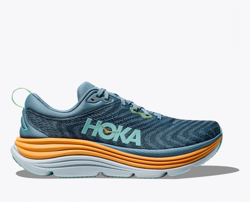 HOKA Gaviota 5 Men\'s Running Shoes Blue / Orange | WUY705624