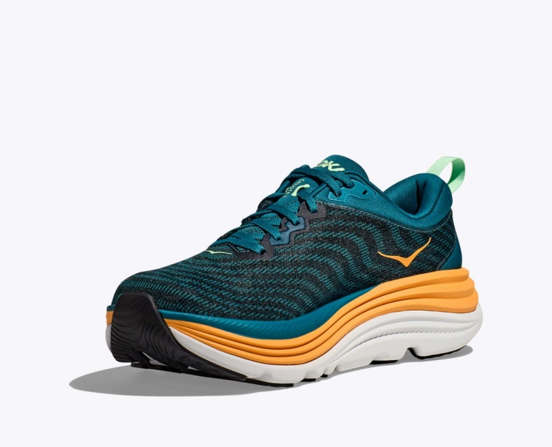 HOKA Gaviota 5 Men's Running Shoes Dark Turquoise / Black | TXJ720563