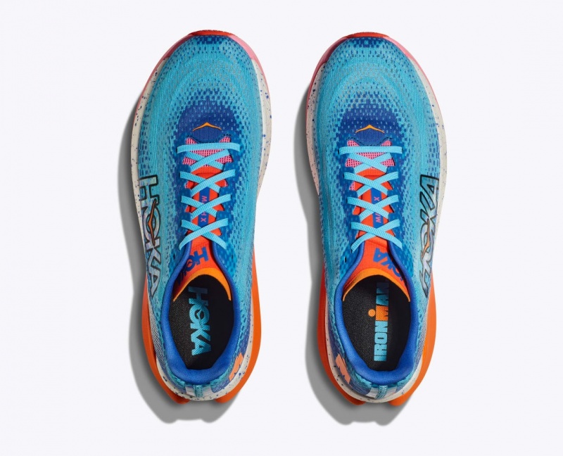 HOKA IRONMAN Mach X Men's Running Shoes Blue / White / Coral | GDL539426