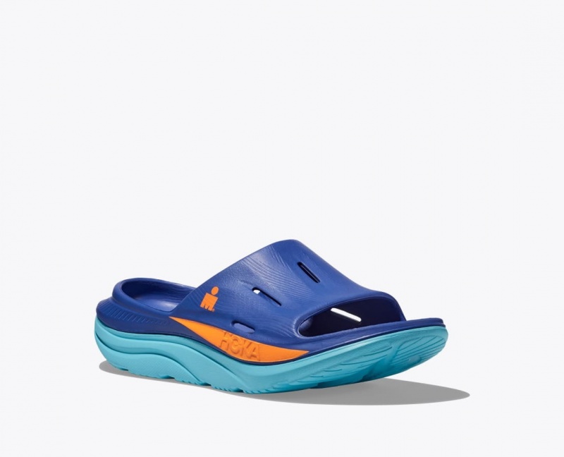 HOKA IRONMAN Ora Recovery Women's Slide Blue | BWM860324