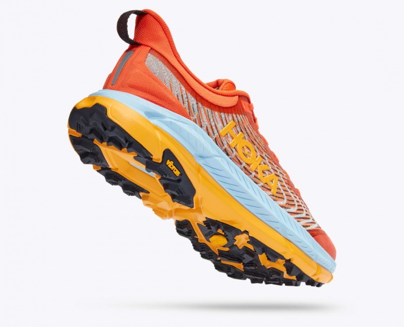 HOKA Mafate Speed 4 Men's Trail Running Shoes Coral / Light Blue / Orange | XLQ745921