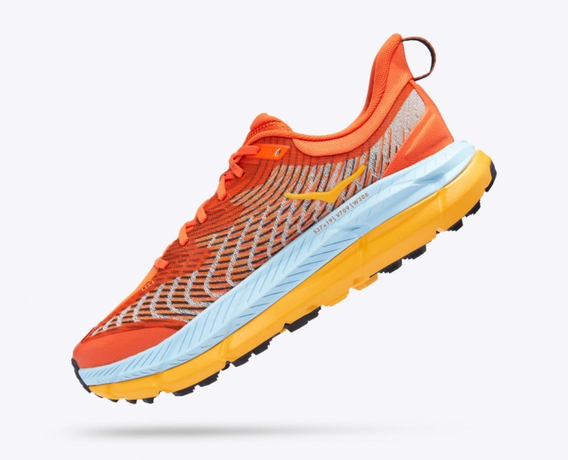 HOKA Mafate Speed 4 Men's Trail Running Shoes Coral / Light Blue / Orange | XLQ745921