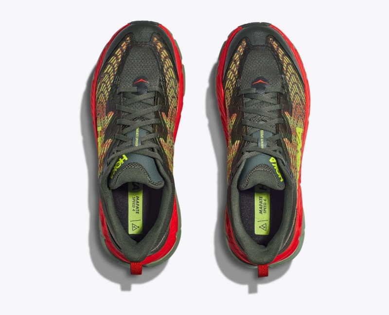 HOKA Mafate Speed 4 Men's Trail Running Shoes Olive / Red | ASN504267