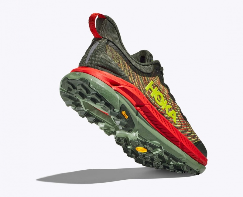 HOKA Mafate Speed 4 Men's Trail Running Shoes Olive / Red | ASN504267