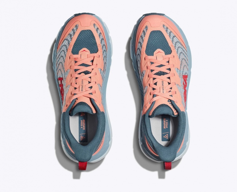 HOKA Mafate Speed 4 Women's Trail Running Shoes Grey / Coral | RIX412089