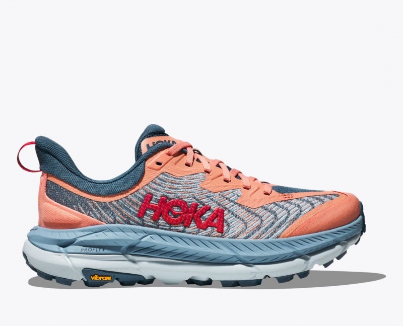 HOKA Mafate Speed 4 Women\'s Trail Running Shoes Grey / Coral | RIX412089