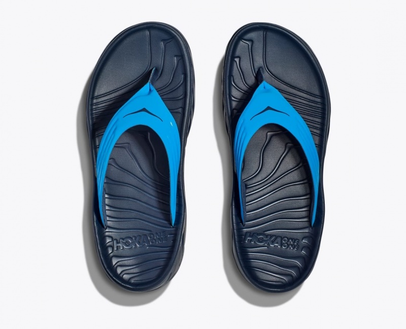 HOKA ORA Recovery Men's Flip Flops Blue / Black | KFE892415