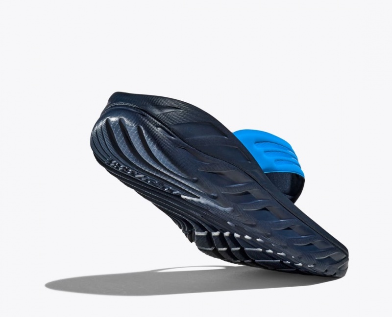 HOKA ORA Recovery Men's Flip Flops Blue / Black | KFE892415