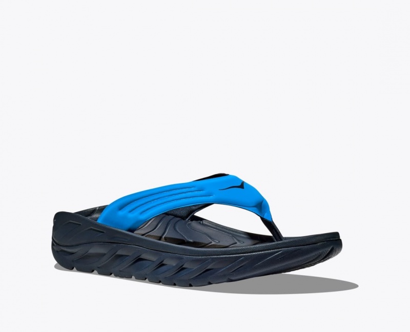 HOKA ORA Recovery Men's Flip Flops Blue / Black | KFE892415