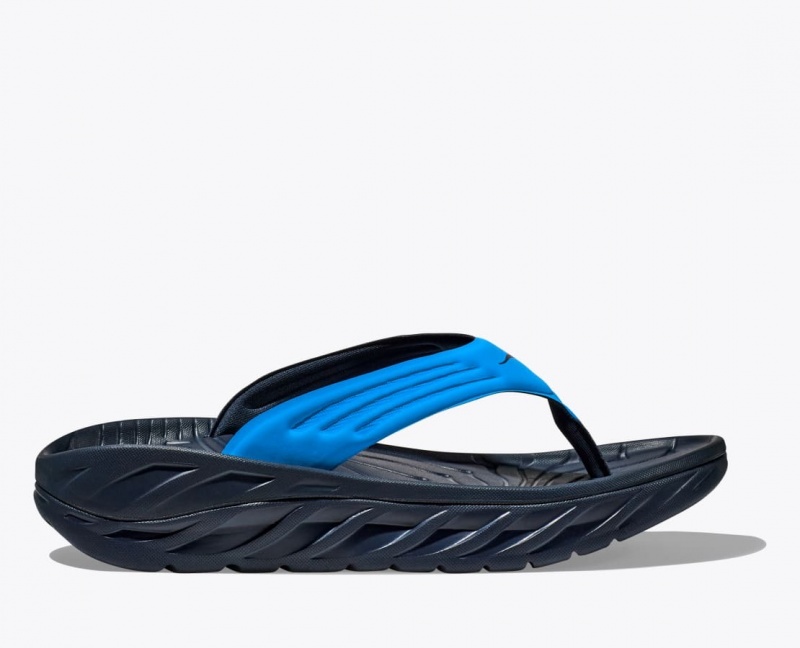 HOKA ORA Recovery Men\'s Flip Flops Blue / Black | KFE892415