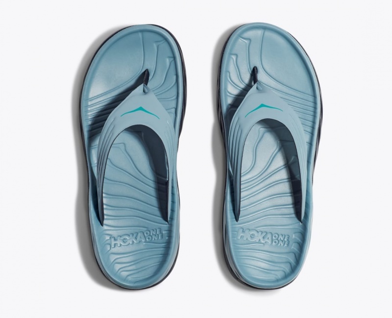 HOKA ORA Recovery Men's Flip Flops Light Blue / Black | SIE315907