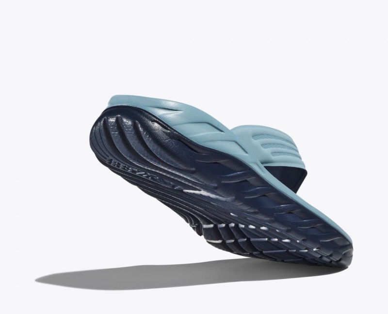 HOKA ORA Recovery Men's Flip Flops Light Blue / Black | SIE315907