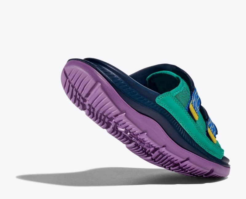 HOKA Ora Luxe Men's Slide Dark Blue / Green / Purple | TUS587901