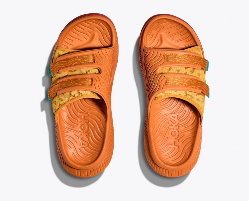 HOKA Ora Luxe Men's Slide Dark Orange | KUB961724