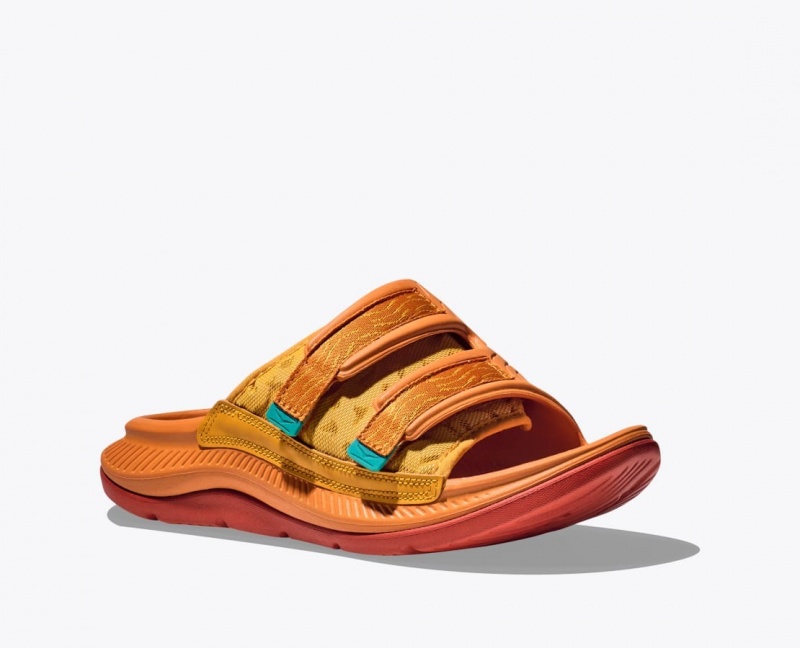 HOKA Ora Luxe Men's Slide Dark Orange | KUB961724