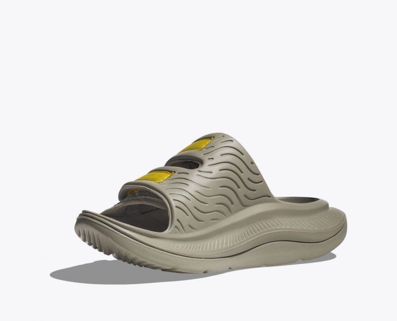 HOKA Ora Luxe Men's Slide Khaki / Yellow | ERH642359