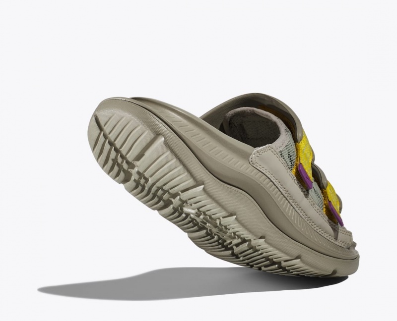 HOKA Ora Luxe Men's Slide Khaki / Yellow | ERH642359