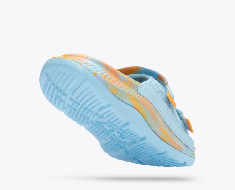 HOKA Ora Luxe Men's Slide Light Blue / Orange | MJL769140