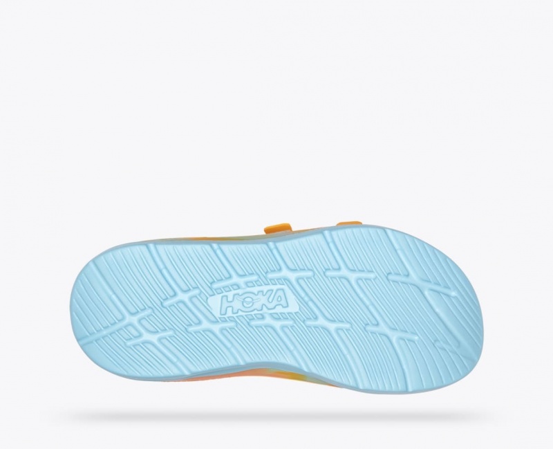 HOKA Ora Luxe Men's Slide Light Blue / Orange | MJL769140