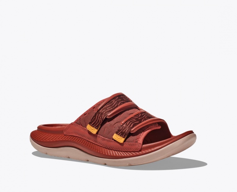 HOKA Ora Luxe Men's Slide Red Brown | ZSL092568