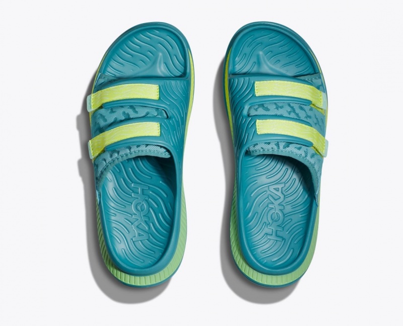 HOKA Ora Luxe Men's Slide Turquoise | DRU718953