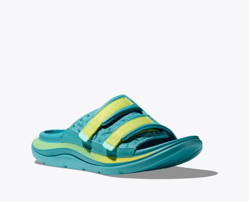 HOKA Ora Luxe Men's Slide Turquoise | DRU718953