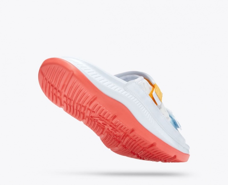 HOKA Ora Luxe Men's Slide White / Orange / Blue | DRT713820