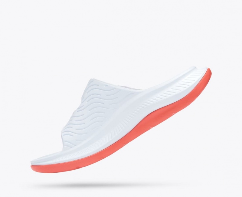 HOKA Ora Luxe Men's Slide White / Orange / Blue | DRT713820