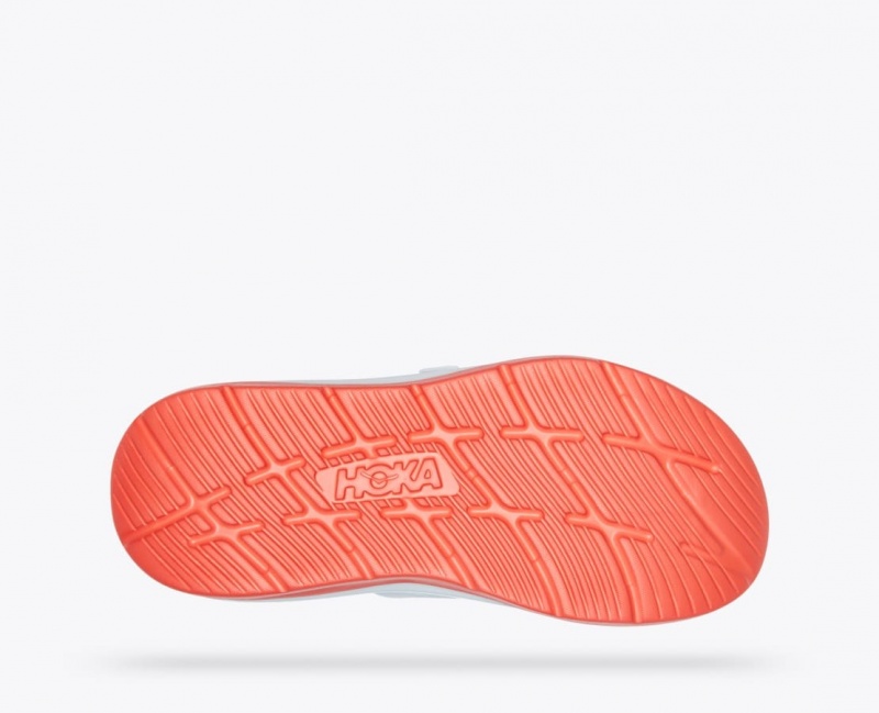 HOKA Ora Luxe Men's Slide White / Orange / Blue | DRT713820