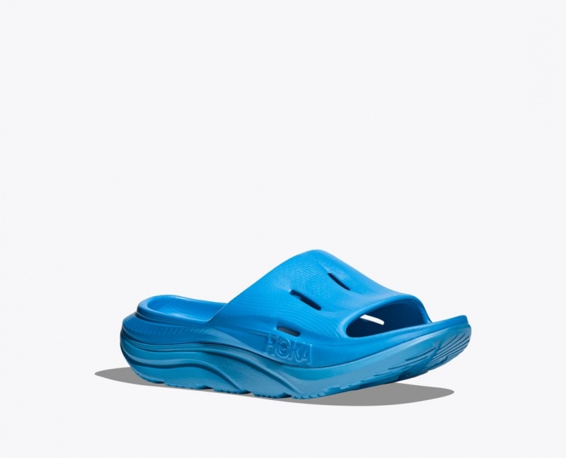 HOKA Ora Recovery 3 Kids' Slides Blue | LNI132596