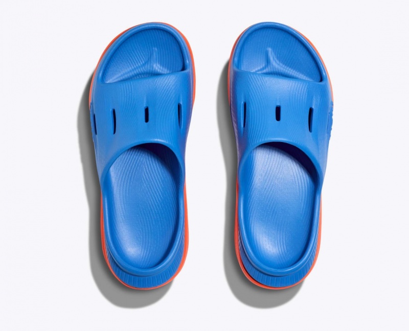 HOKA Ora Recovery 3 Kids' Slides Blue / Orange | SHT591467