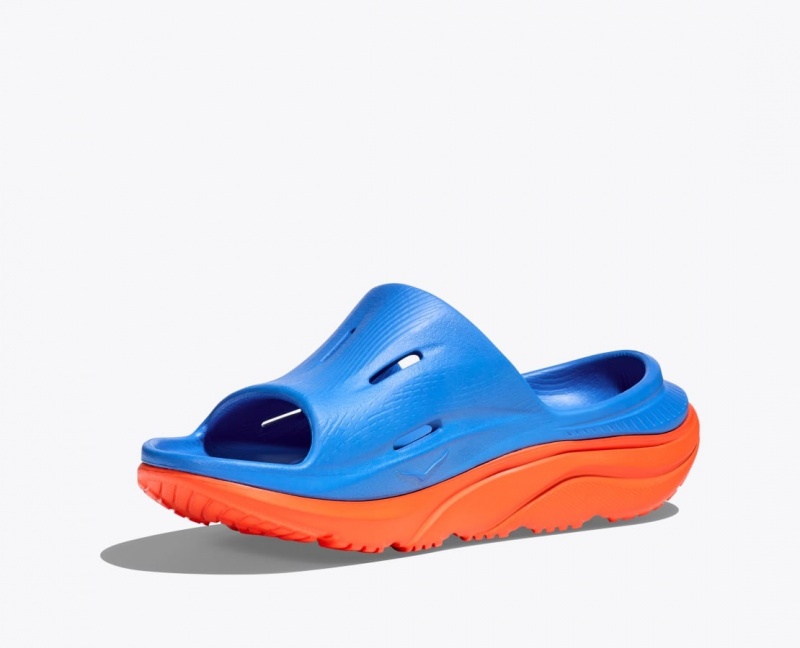 HOKA Ora Recovery 3 Kids' Slides Blue / Orange | SHT591467