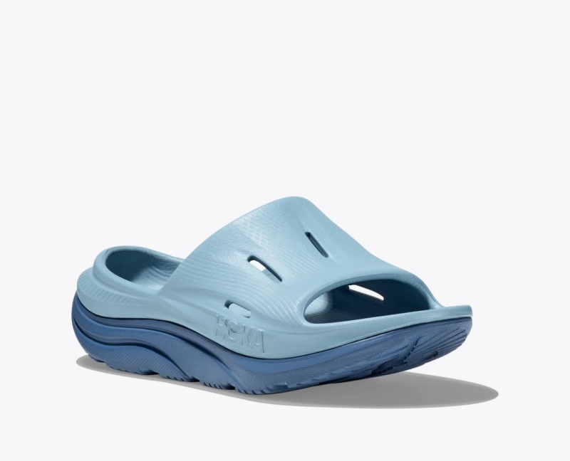 HOKA Ora Recovery 3 Kids' Slides Light Blue / Dark Blue | CKA031758