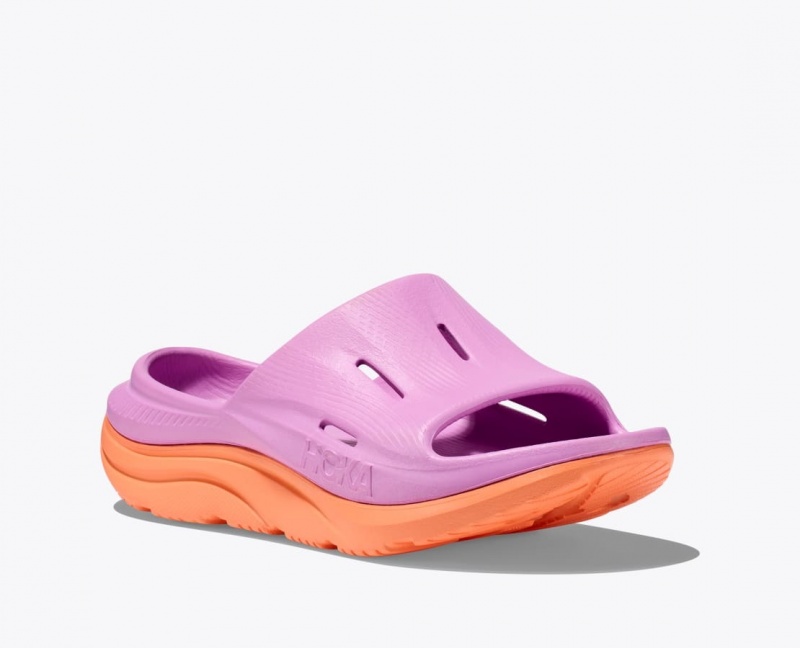 HOKA Ora Recovery 3 Kids' Slides Pink / Orange | BVI304152