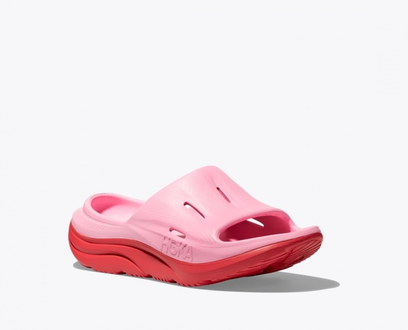 HOKA Ora Recovery 3 Kids' Slides Pink / Red | HTI946283