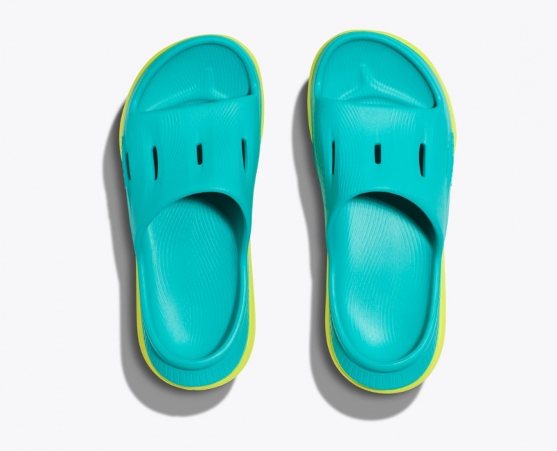 HOKA Ora Recovery 3 Kids' Slides Turquoise / Green | KLC627035