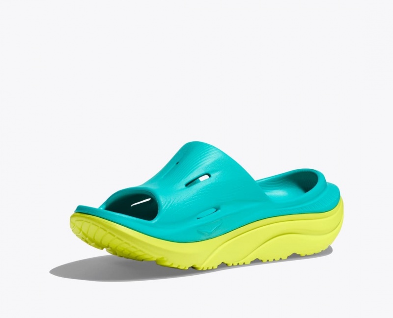 HOKA Ora Recovery 3 Kids' Slides Turquoise / Green | KLC627035