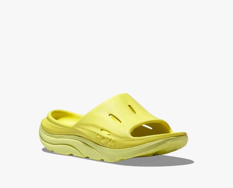 HOKA Ora Recovery 3 Kids' Slides Yellow | NIC156243