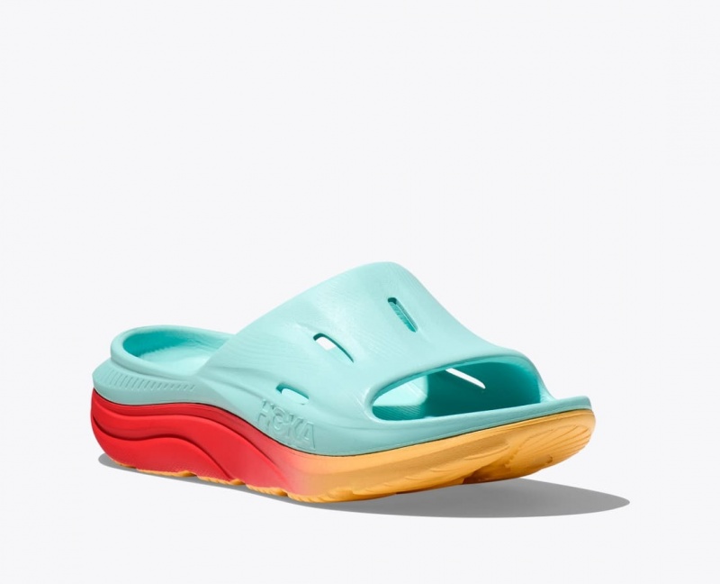 HOKA Ora Recovery 3 Women's Slide Light Turquoise / Orange | RYC893641