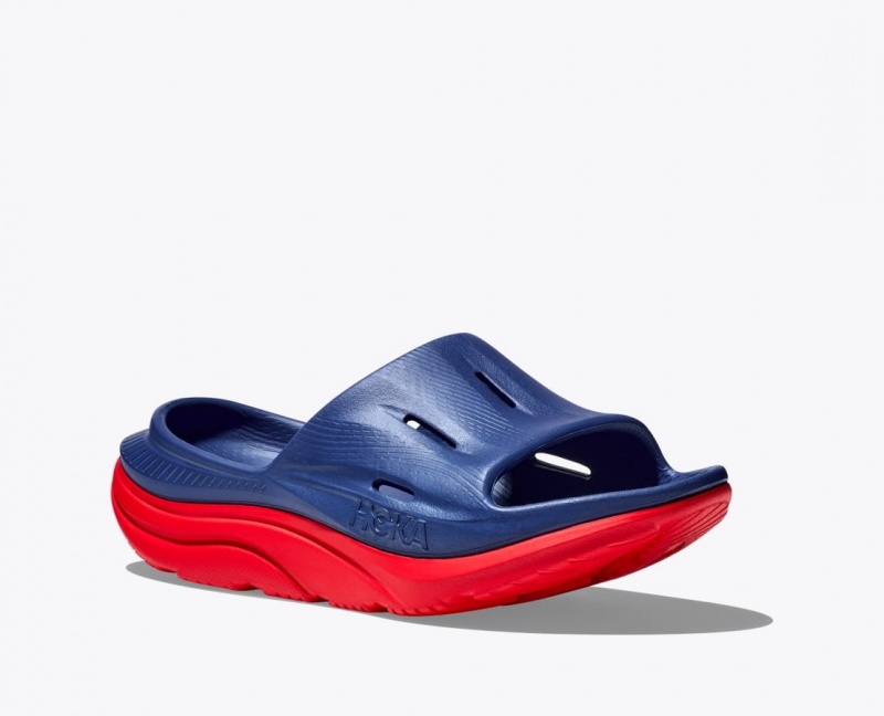 HOKA Ora Recovery 3 Women's Slide Navy / Red | QEK296543