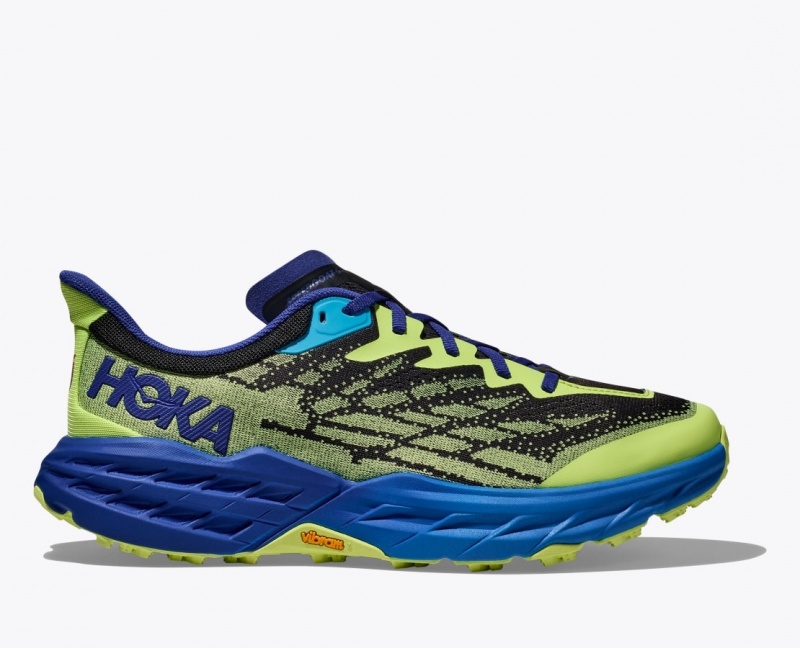 HOKA Speedgoat 5 Men\'s Trail Running Shoes Green / Black / Blue | VFI964715