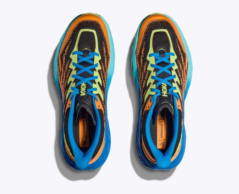 HOKA Speedgoat 5 Men's Trail Running Shoes Orange / Black / Blue | GQH258473